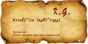 Krnács Györgyi névjegykártya