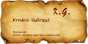 Krnács Györgyi névjegykártya